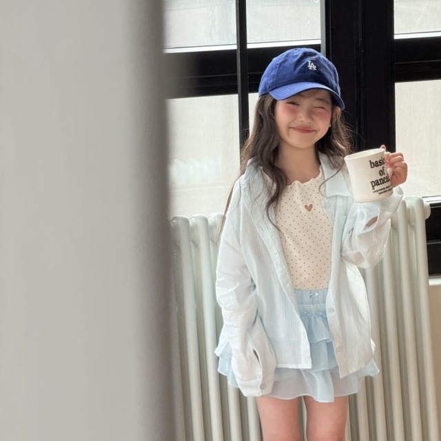 [80-130cm] 輕盈涼爽坑條皺磳長袖襯衫 #Cygnus天鵝座