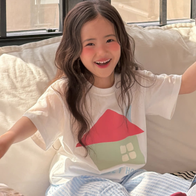 [80-130cm] 童趣彩色小房子印花短袖T恤 #Cygnus天鵝座