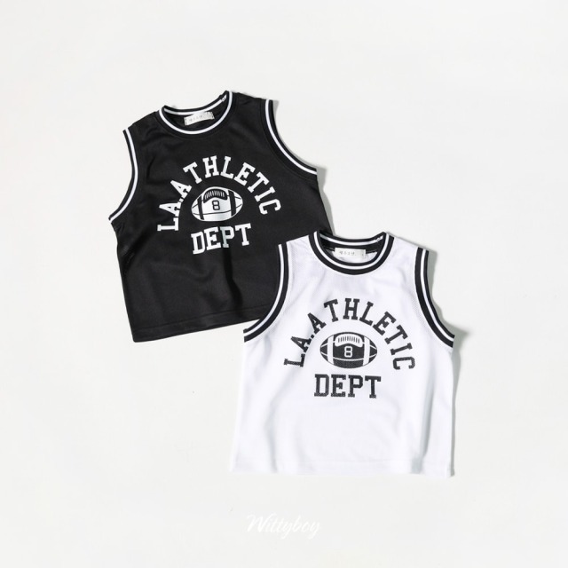 [90-165cm] 美式字母網眼無袖背心 #Gemini雙子座 (大童)