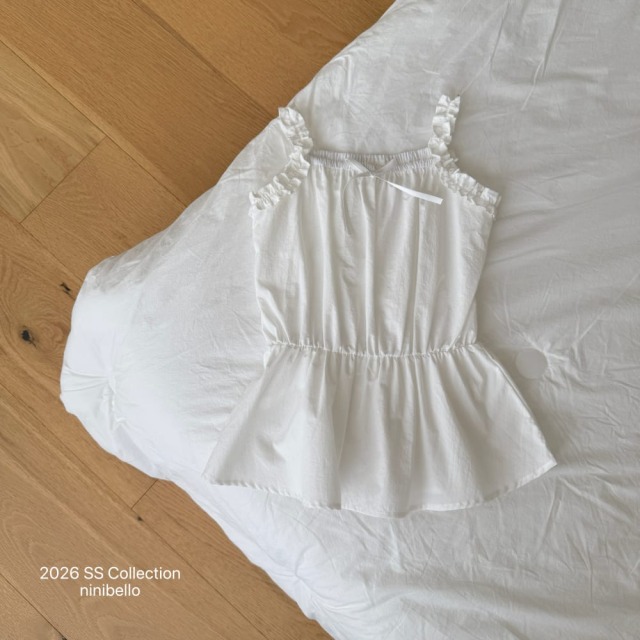 [80-130cm] 蕾絲邊肩帶澎裙襬細棉上衣 #Cygnus天鵝座 (大童)