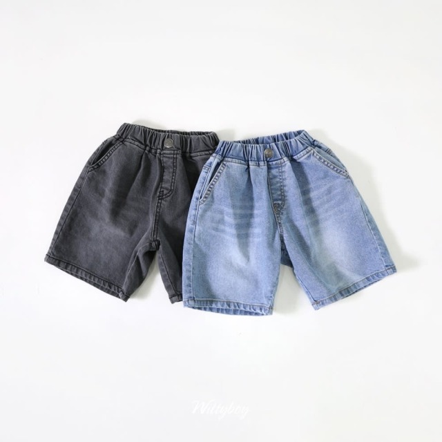 [90-165cm] 經典百搭刷色牛仔短褲 #Gemini雙子座 (大童)