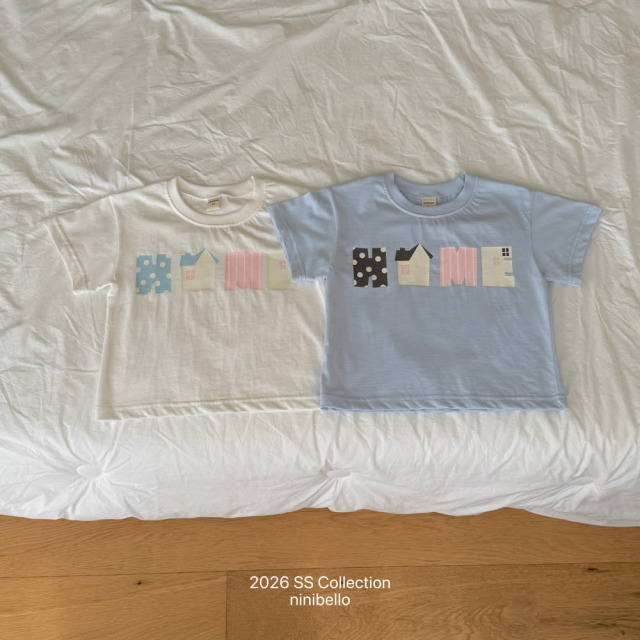 [80-130cm] 拼布感字母甜美小家短袖T恤 #Cygnus天鵝座 (大童)