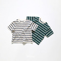 [90-165cm] 韓系簡約條紋落肩短袖T恤 #Gemini雙子座 (大童)
