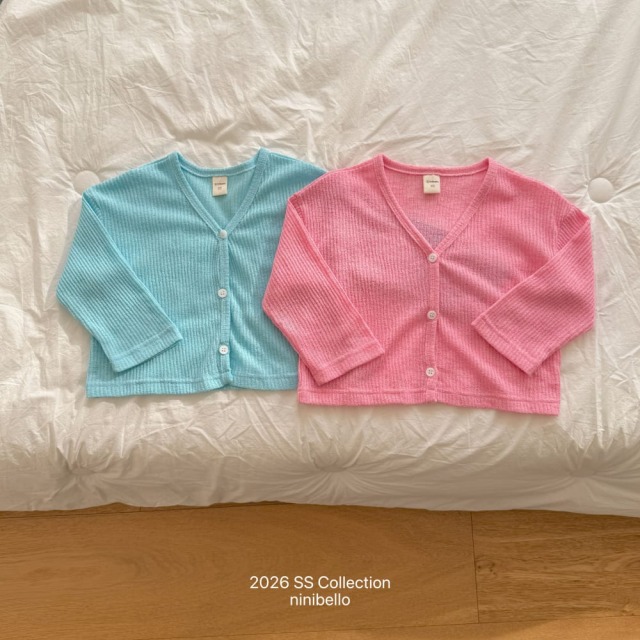 [80-130cm] 輕薄涼感華夫格V領針織外套 #Cygnus天鵝座 (大童)