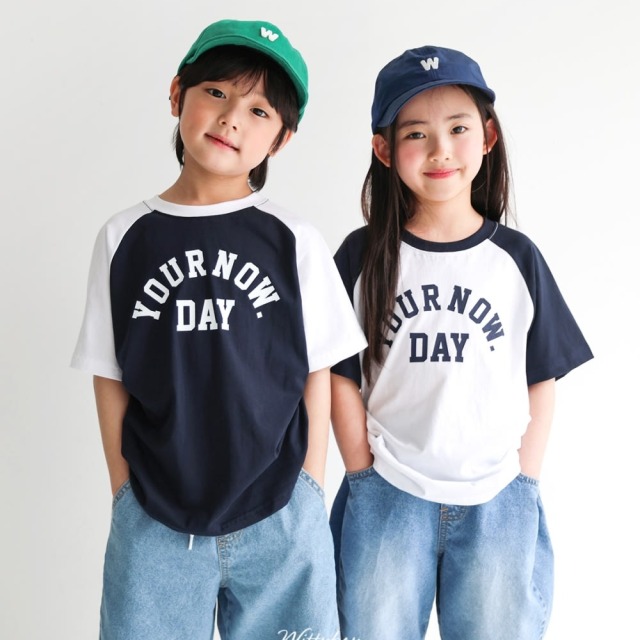 [90-165cm] 美式撞色字母短袖T恤 #Gemini雙子座