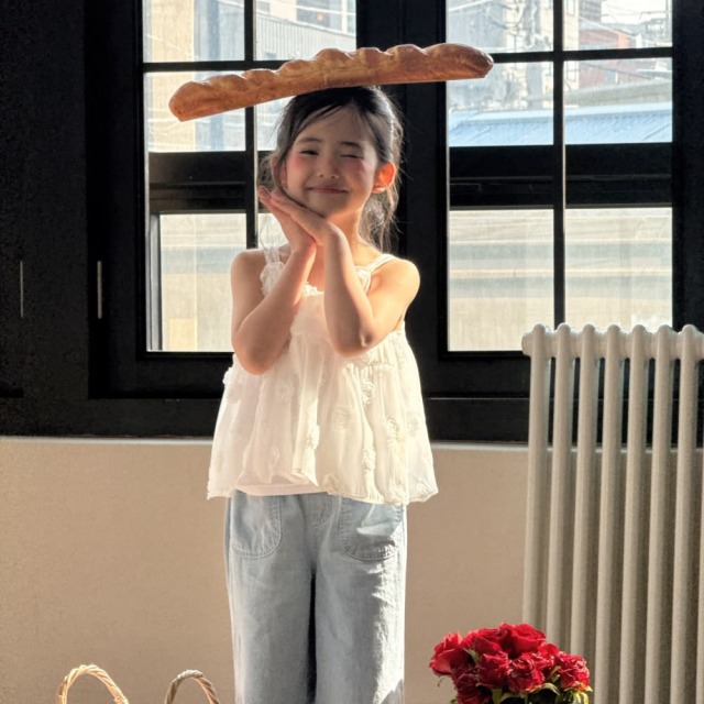 [80-130cm] 立體山茶花朵裝飾吊帶上衣 #Cygnus天鵝座