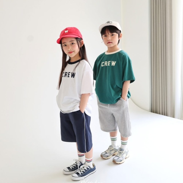 [90-165cm] 簡約撞色領字母純棉短袖T恤 #Gemini雙子座