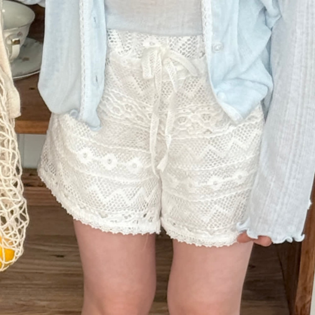 [80-130cm] 浪漫花邊縷空蕾絲短褲 #Cygnus天鵝座