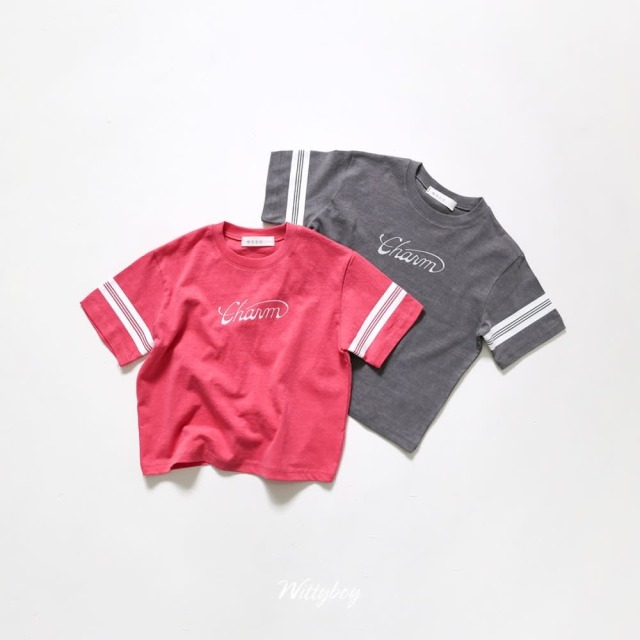 [90-165cm] 復古袖線草寫字母短袖T恤 #Gemini雙子座 (大童)