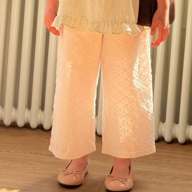 [80-130cm] 質感細緻縷空小花蕾絲長褲 #Cygnus天鵝座