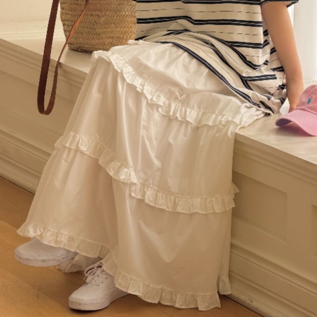 [Adult] 夢幻層次蕾絲邊蛋糕長裙 #Cygnus天鵝座