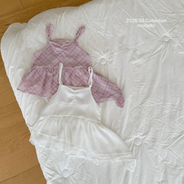 [80-130cm] 甜美格紋蛋糕裙擺吊帶背心 #Cygnus天鵝座 (大童)