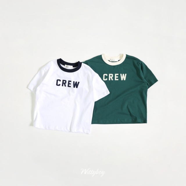 [90-165cm] 簡約撞色領字母純棉短袖T恤 #Gemini雙子座 (大童)