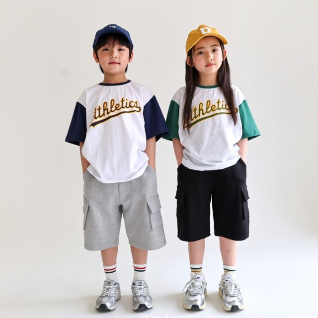 [90-165cm] 復古棒球字母短袖T恤 #Gemini雙子座