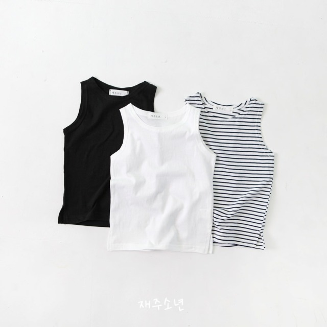 [90-165cm] 清爽百搭純棉無袖背心 #Gemini雙子座 (大童)