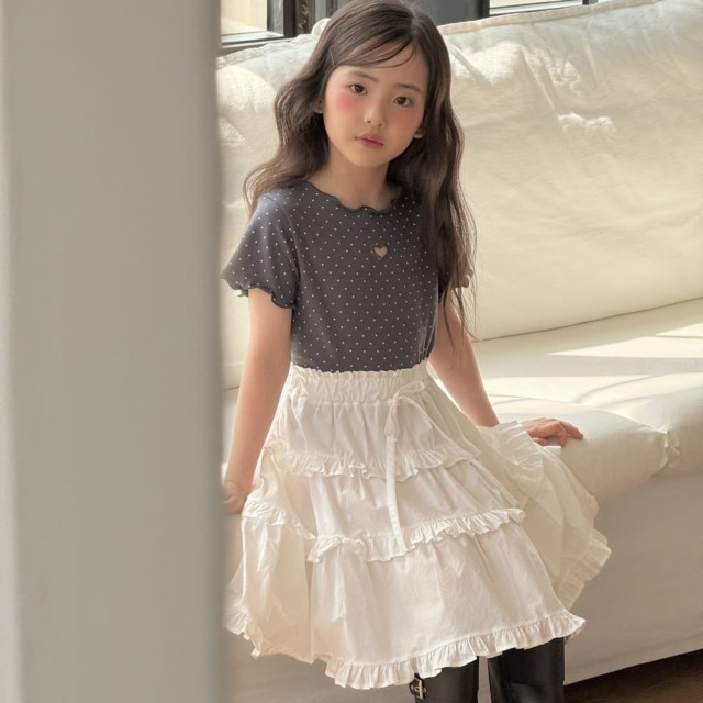 [80-130cm] 夢幻層次蕾絲邊蛋糕長裙 #Cygnus天鵝座