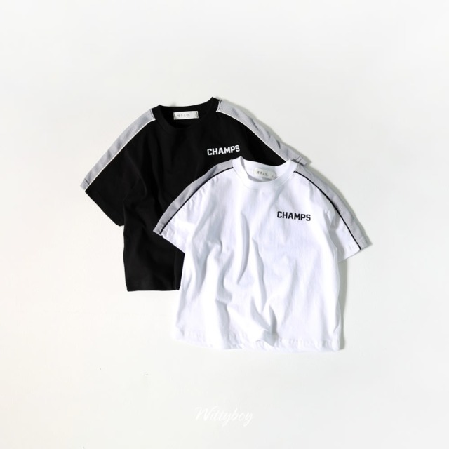 [90-165cm] 運動風側邊造型線條短袖T恤 #Gemini雙子座 (大童)