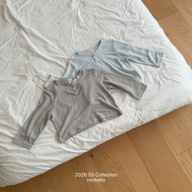 [80-130cm] 舒適透氣條紋亨利領長袖T恤 #Cygnus天鵝座 (大童)