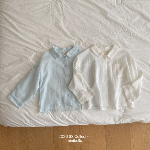 [80-130cm] 輕盈涼爽坑條皺磳長袖襯衫 #Cygnus天鵝座 (大童)