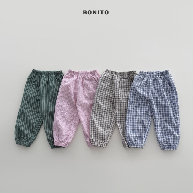 [80-125cm] 韓系配色格紋泡泡棉束口長褲 #Leo獅子座 (大童)
