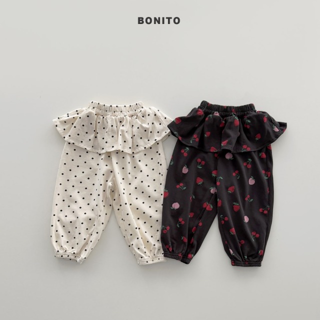 [80-125cm] 甜美滿印草莓櫻桃大領束口長褲 #Leo獅子座 (大童)