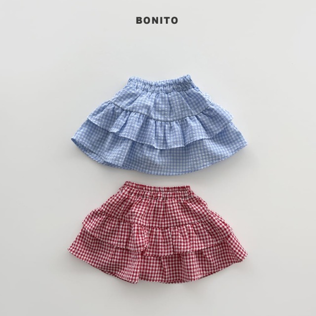 [80-125cm] 輕盈層次感格紋泡泡紗短裙 #Leo獅子座