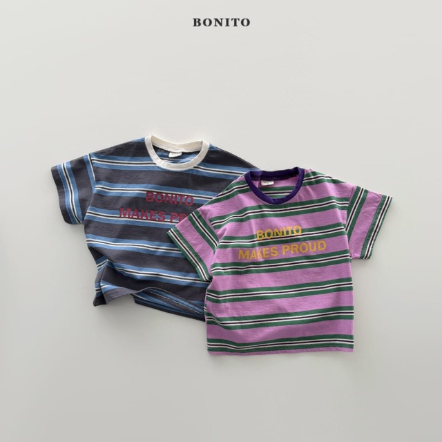 [80-125cm] 復古亮色美式字母條紋短袖T恤 #Leo獅子座