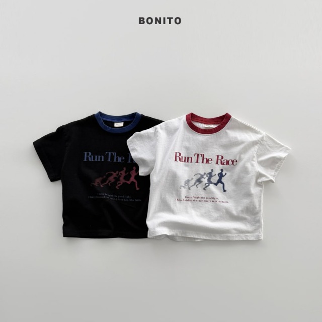 [80-125cm] 賽跑者圖案配色領口短袖T恤 #Leo獅子座