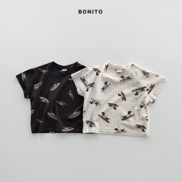 [80-125cm] 滿印衝浪臘腸狗純棉短袖T恤 #Leo獅子座