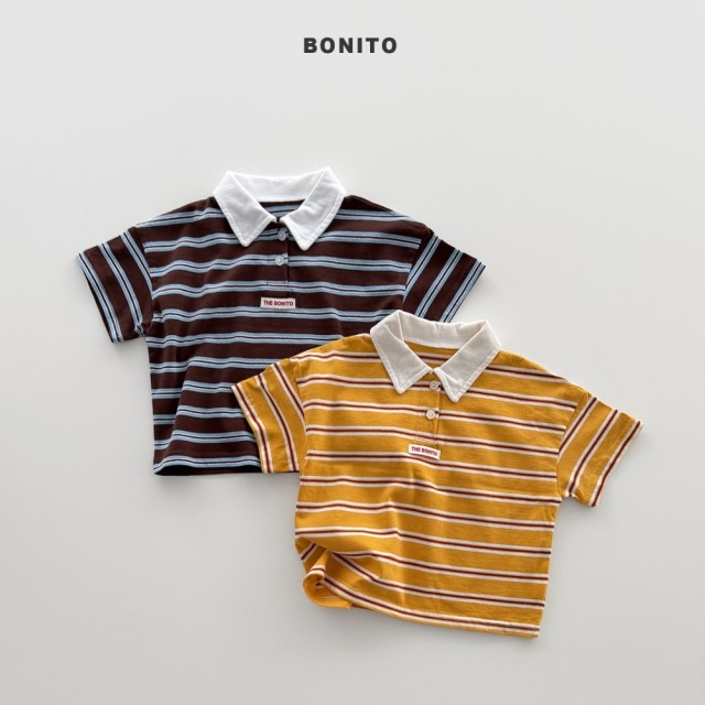 [80-125cm] 韓系配色橫條紋POLO短袖T恤 #Leo獅子座