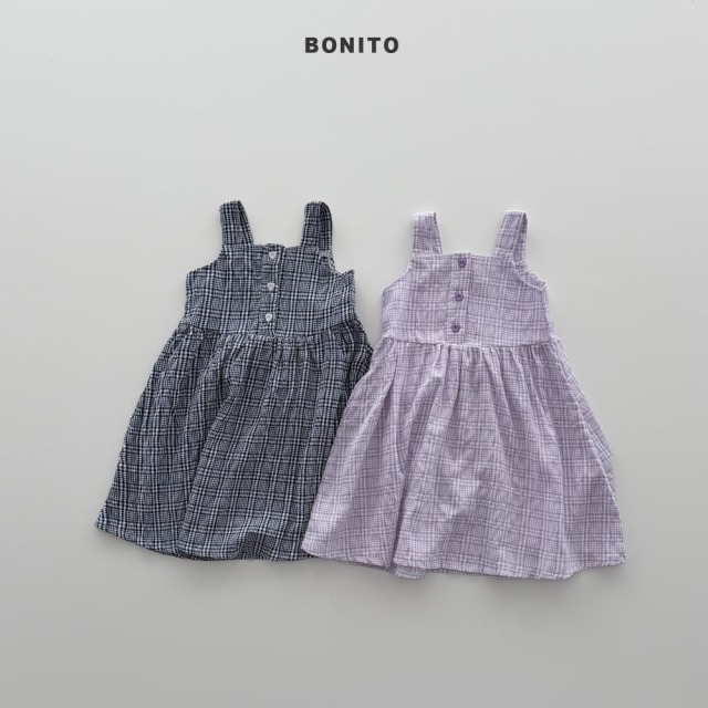 [80-125cm] 質感配色細格紋方領背心洋裝 #Leo獅子座 (大童)