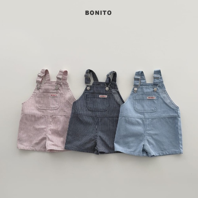 [80-125cm] 韓系復古條紋牛仔吊帶短褲 #Leo獅子座