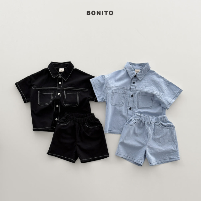 [80-125cm] 韓系撞色明線率性工裝套裝 #Leo獅子座 (大童)