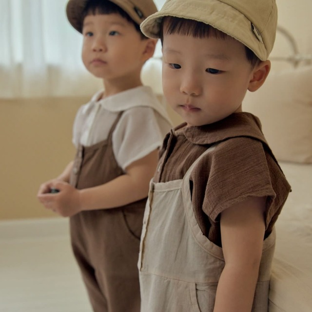 [75-110cm] 復古排扣質感吊帶短褲 #Columba天鴿座