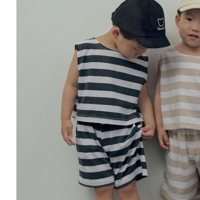 [75-110cm] 帥氣寬橫條紋背心套裝 #Columba天鴿座