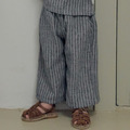 [75-110cm] 輕盈細條紋縐縐涼感寬褲 #Columba天鴿座