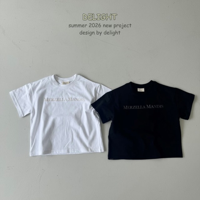 [85-145cm] 簡約字母繡花短袖T恤 #Vela船帆座