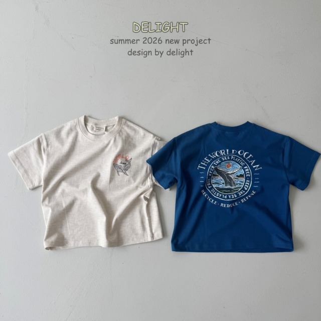 [85-145cm] 守護海洋鯨魚插畫短袖T恤 #Vela船帆座