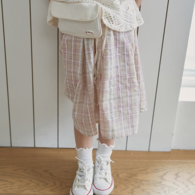 [80-130cm] 復古格紋抽繩長裙 #CoronaBorealis北冕座