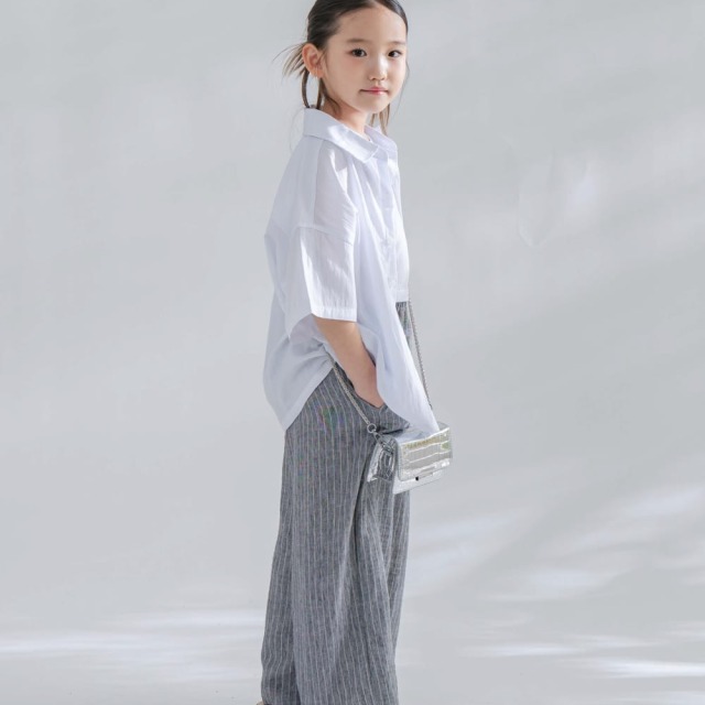 [85-165cm] 時髦直紋鬆緊闊腿長褲 #Norma矩尺座