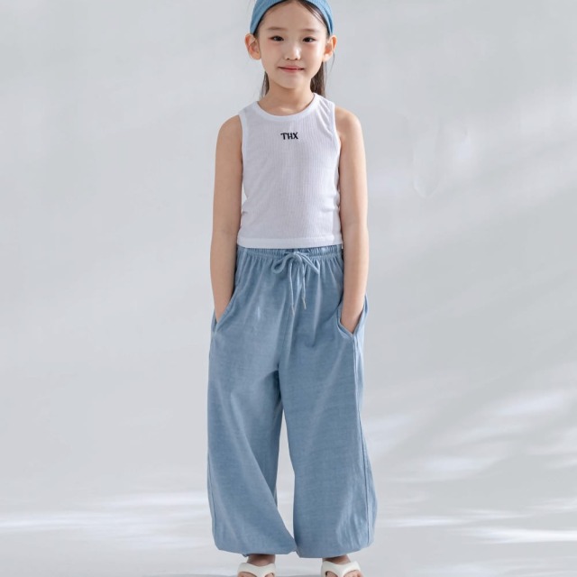 [85-165cm] 質感坑條THX刺繡削肩背心 #Norma矩尺座