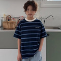 [90-165cm] 質感拼色細條紋短袖T恤 #Eridanus波江座