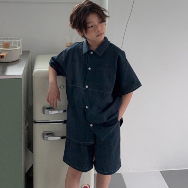 [90-165cm] 帥氣明線工裝短袖套裝 #Eridanus波江座