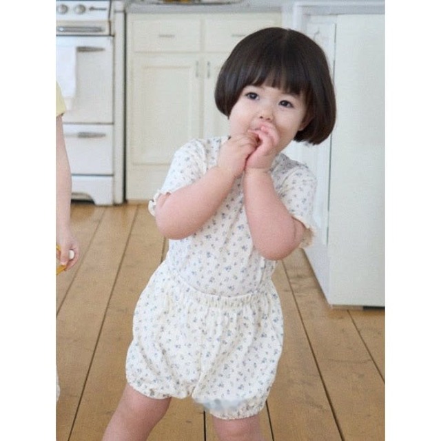 [72-125cm] 浪漫碎花木耳邊短袖澎澎套裝 #Equuleus小馬座