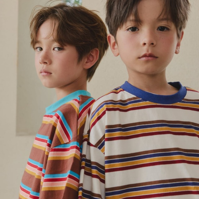 [96-160cm] 繽紛復古多彩橫條紋短T #Pegasus天馬座