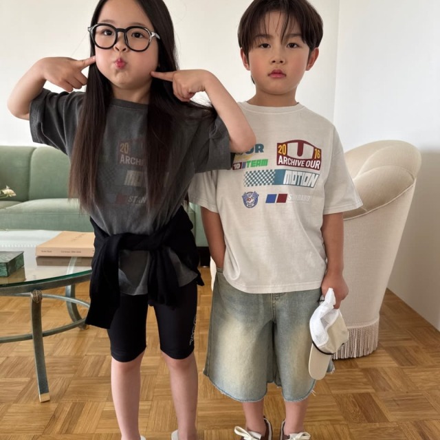 [90-165cm] 美式復古水洗印花短袖T恤 #Cepheus仙王座