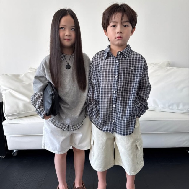 [90-165cm] 經典美式復古格紋長袖襯衫 #Cepheus仙王座