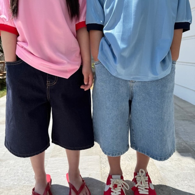 [90-165cm] 韓系休閒寬鬆丹寧五分褲 #Cepheus仙王座