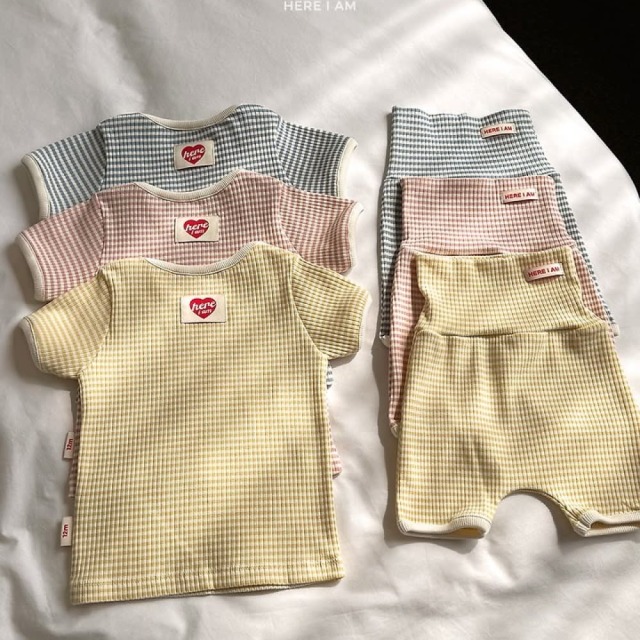 [BEBE] 微笑格紋愛心標籤高腰腹圍睡衣組 #Cetus鯨魚座