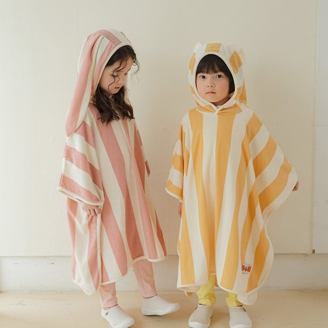 [BEBE] 撞色條紋動物耳朵連帽斗篷 #Cetus鯨魚座